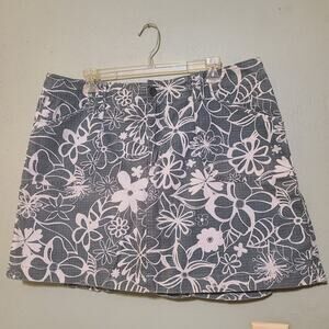 Gloria‎ Vanderbilt Green Floral Print Pleated Cotton Golf Skort Womens 14 Green